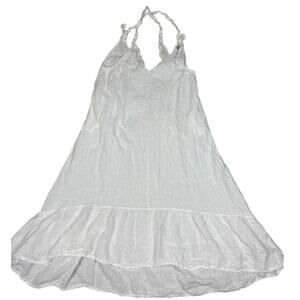 Tempo Paris Womens White Linen Dress Flowy Adjustable Straps